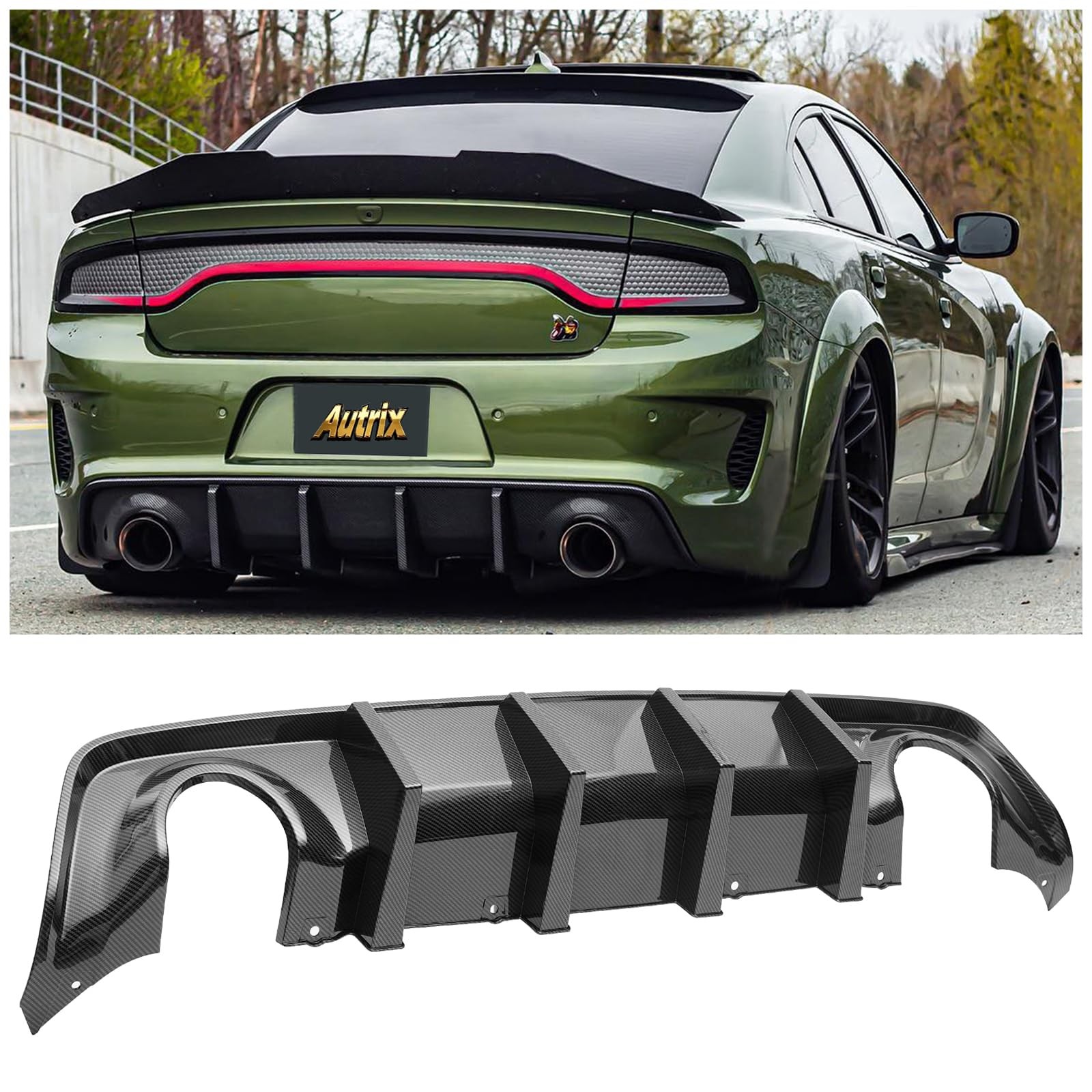Rear Bumper Diffuser for 2020-2024 Charger Widebody SRT Hellcat Carbon Fiber