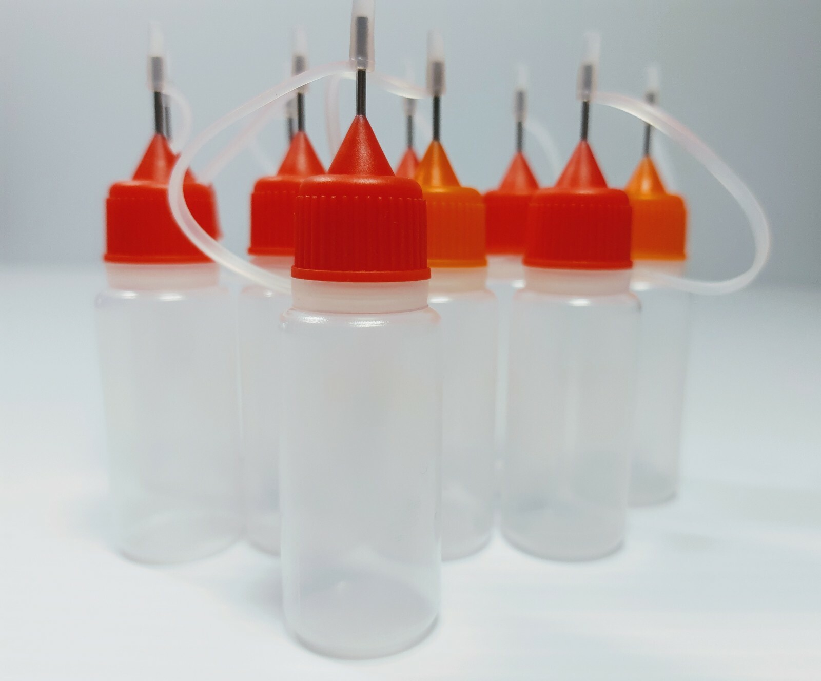 (10) Plastic Liquid Squeezable Dropper Bottle Steel Needle Tip 10ml Random Color