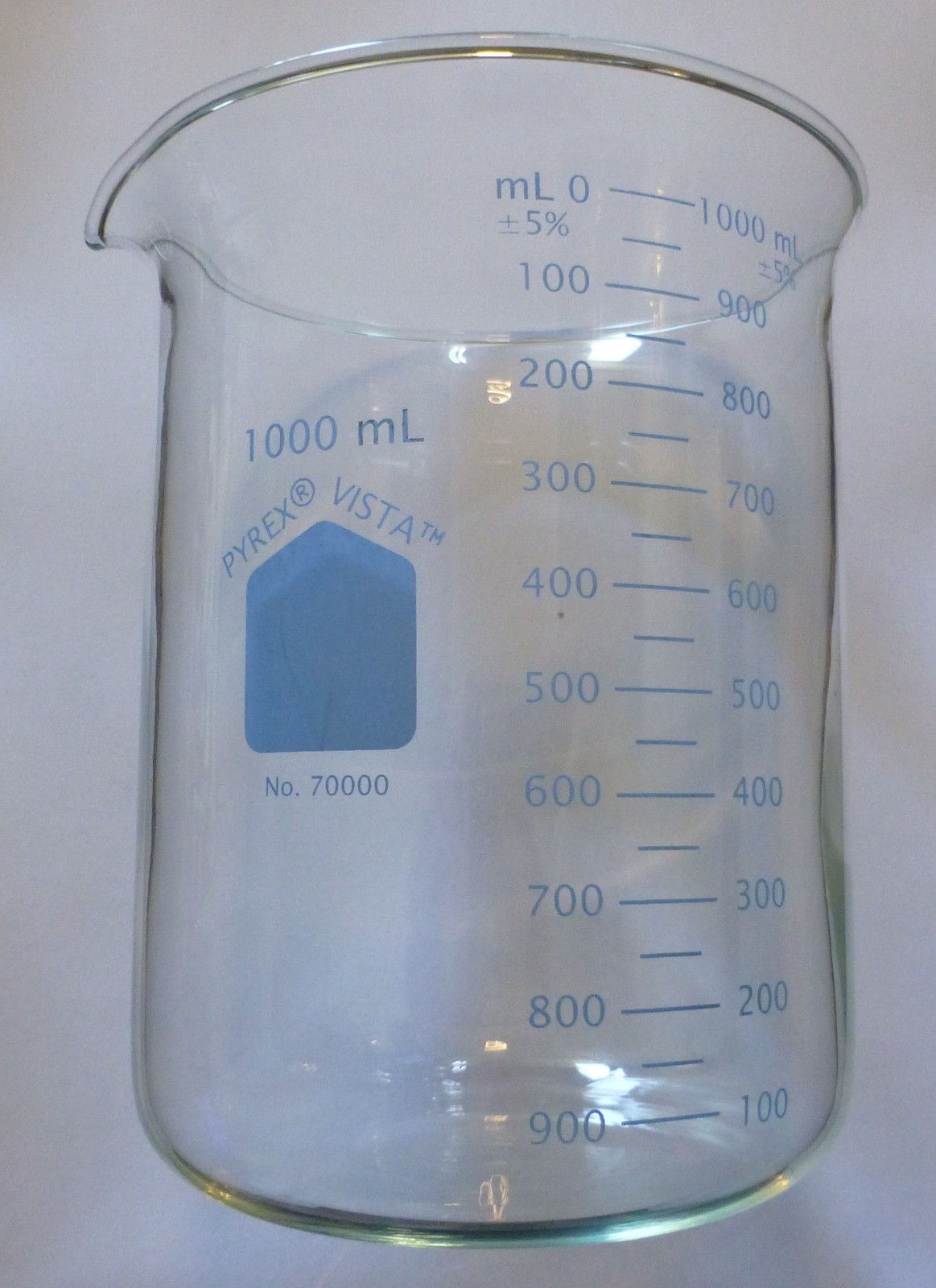 PYREX® VISTA™ Griffin Low Form 1L Beaker, Double Scale, Graduated