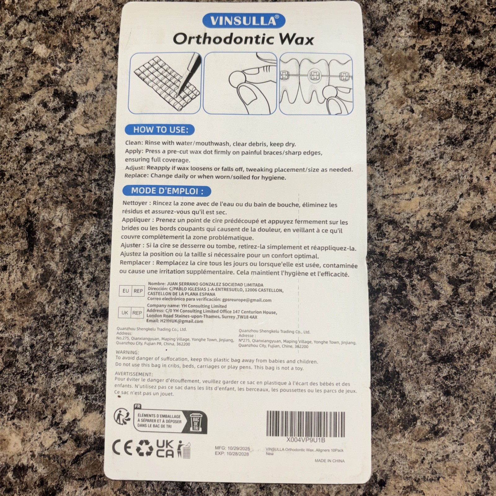VINSULLA Orthodontic Wax for Braces – 500 Precut Dental 500 Count, White