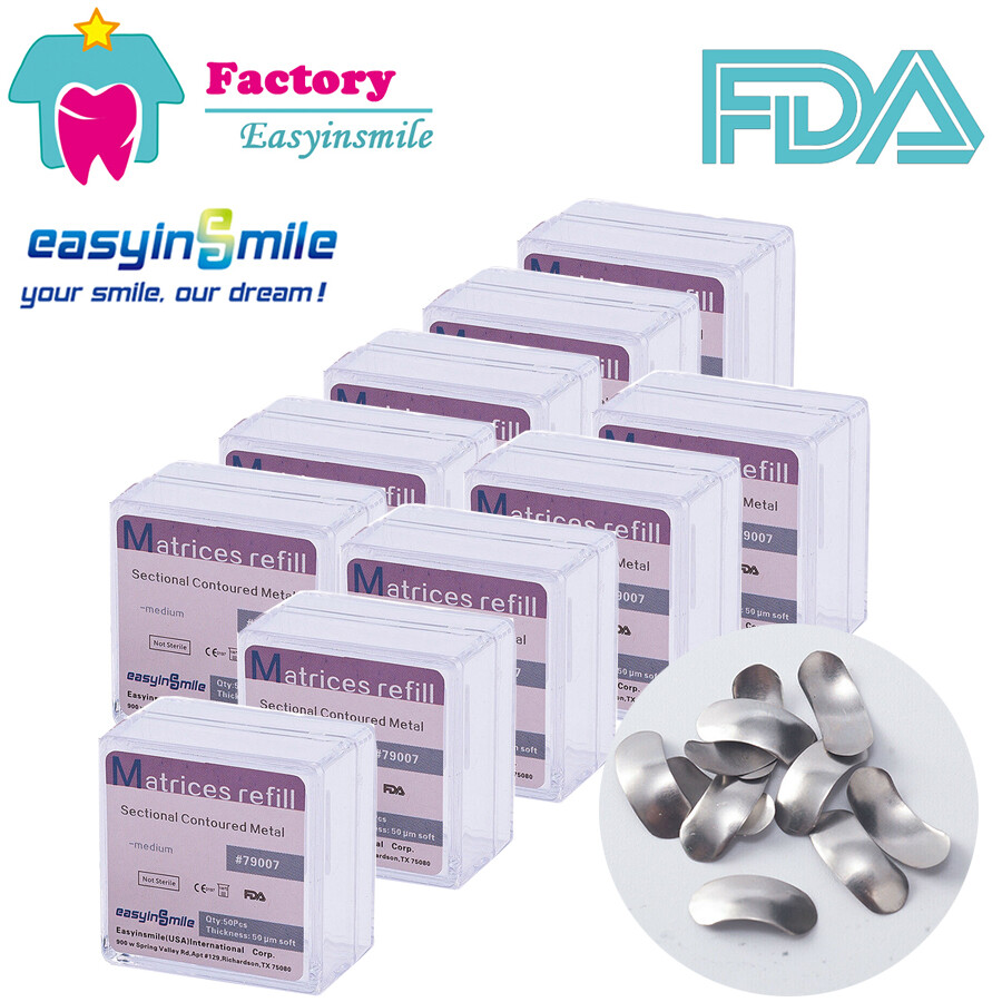 10box Metal Matrices Matrix Band Dental Sectional Contoured Refill S/M/L 50μm