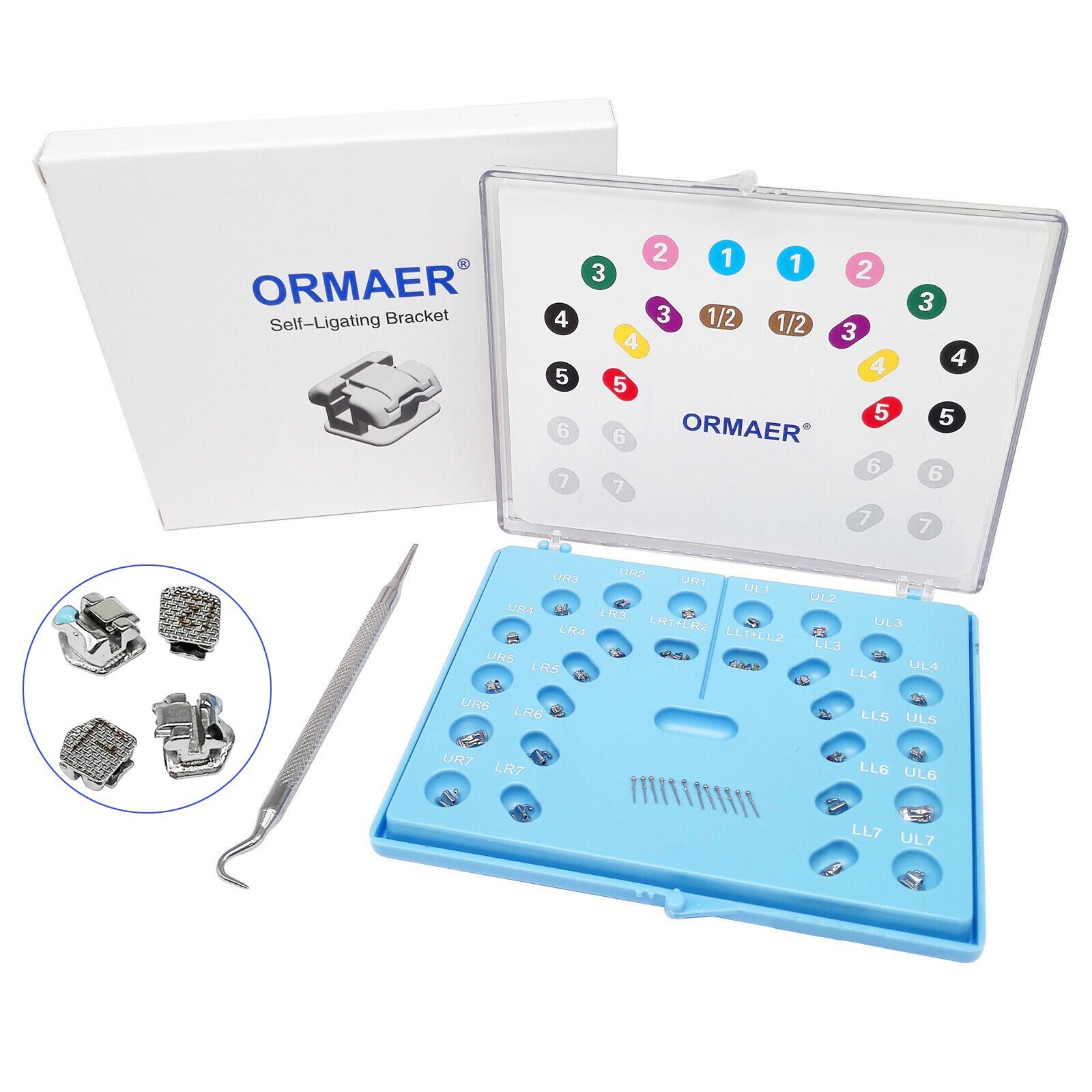 Dental Orthodontic Self-Ligating Brackets Metal Mesh Roth/MBT 022 Active Hook