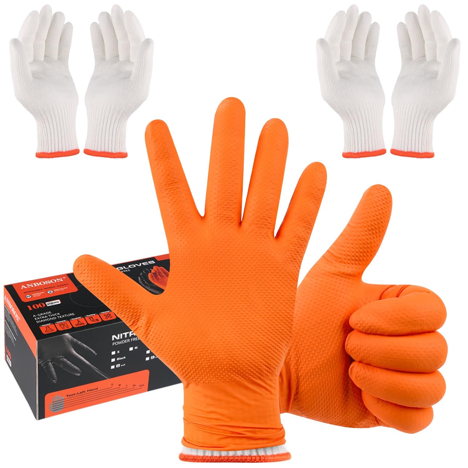 ANBOSON BBQ Gloves for Grilling Disposable Heat Resistant 100 Nitrile Gloves…