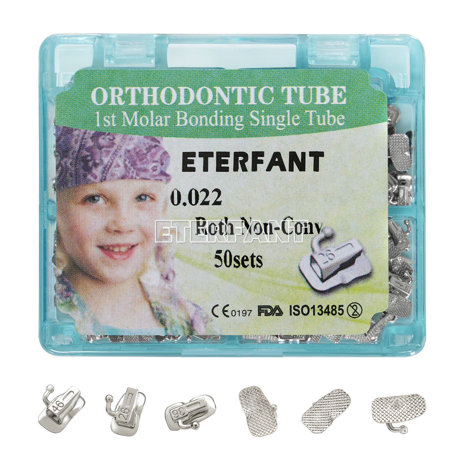 50Sets ETERFANT Dental Ortho Buccal Tube Roth MBT 018 022 1st 2nd Molar Bondable