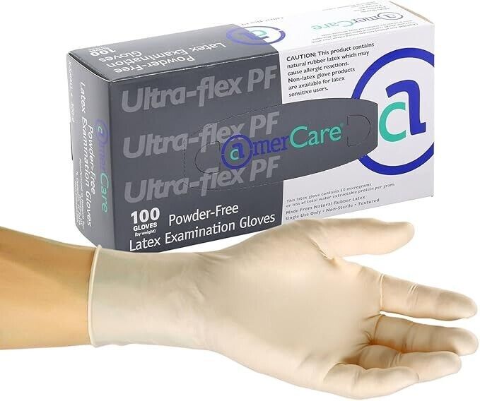 SM AmerCare Ultra Flex Exam Latex Gloves Extra Large Powder Free 100ct (3 Pack)