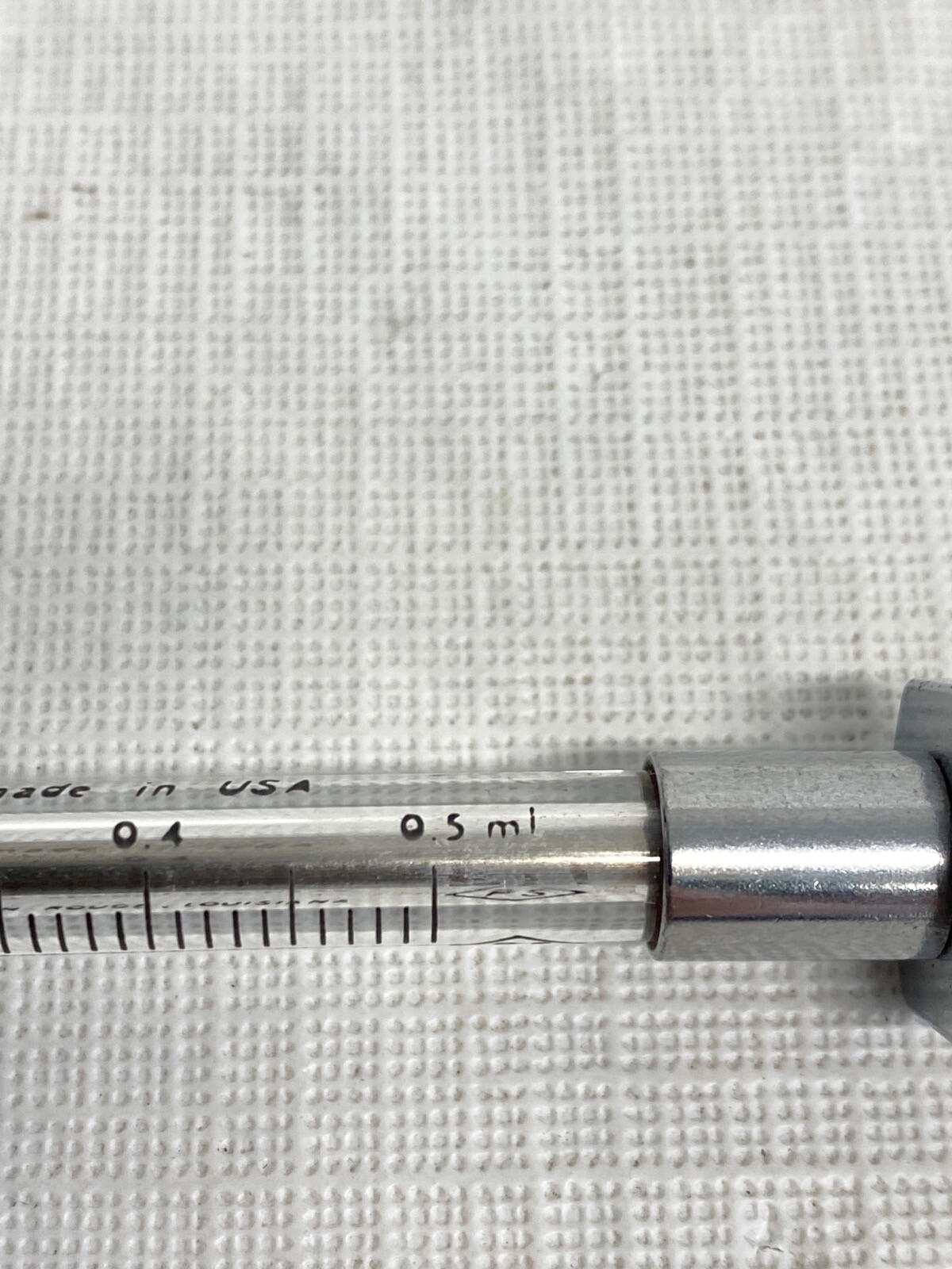 PRECISION 0.5mL Reusable Graduated Glass SomnoSuite Syringe w/ PTFE Slip Tip