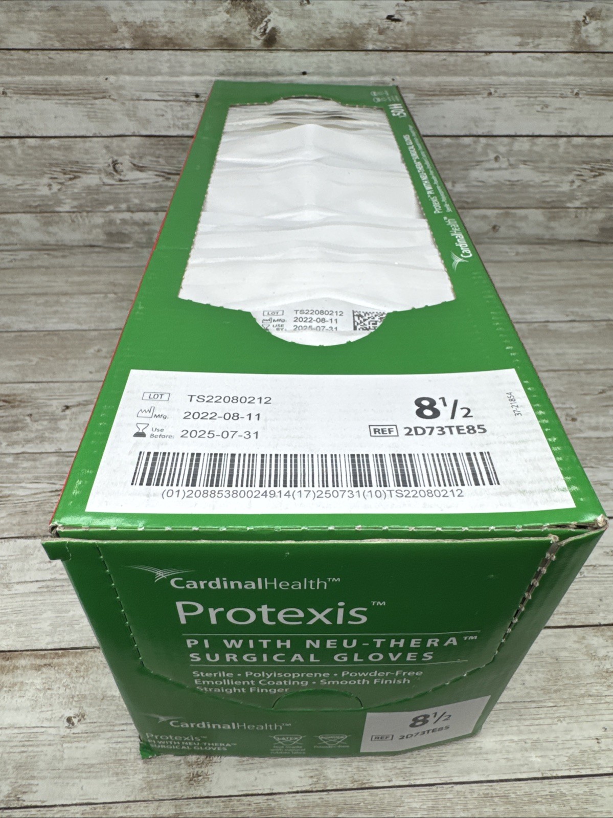 Protexis PI Neu-Thera Surgical Glove Cardinal *Open Top Box* Size 8.5 *See Date*