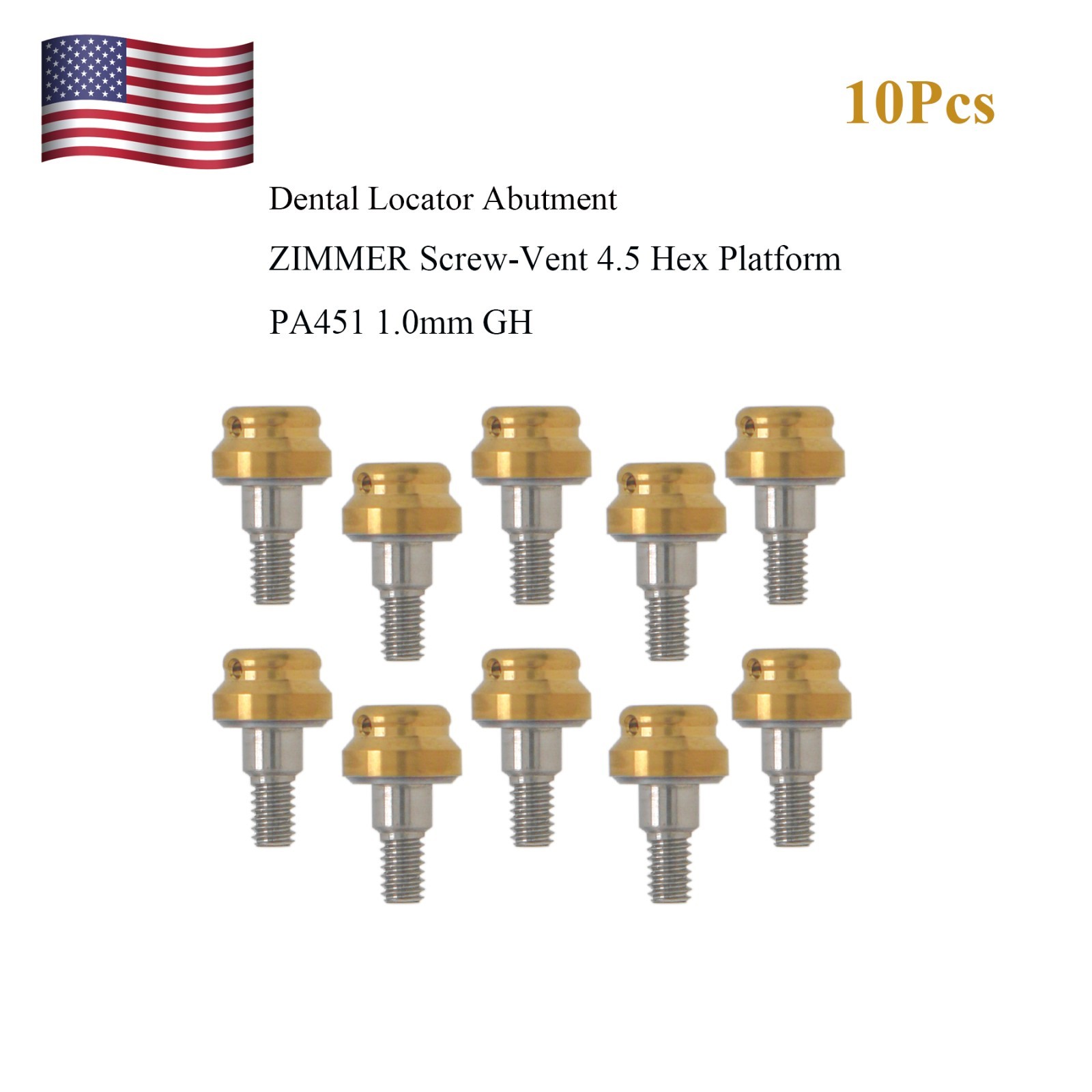 Dental Attachment Locator Abutment for Zimmer Screw-Vent 4.5 Platform 1-5.0mm H