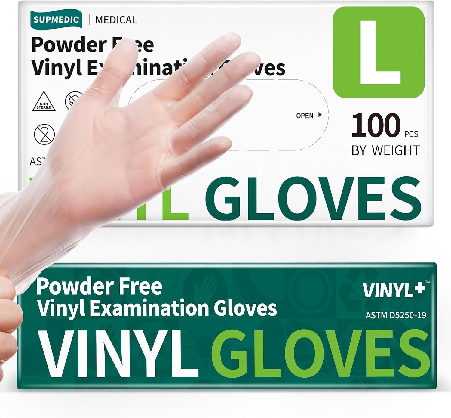 Vinyl Disposable Exam Gloves, Clear 4Mil Powder-Free Latex-Free Medical Food-…