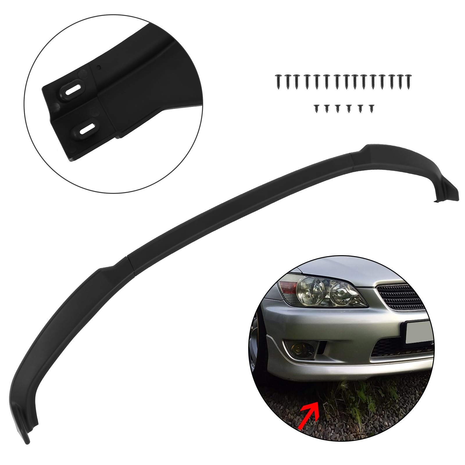 3PCS Front Bumper Lip PP Matte Black Compatible with 2001-2005 for Lexus IS300