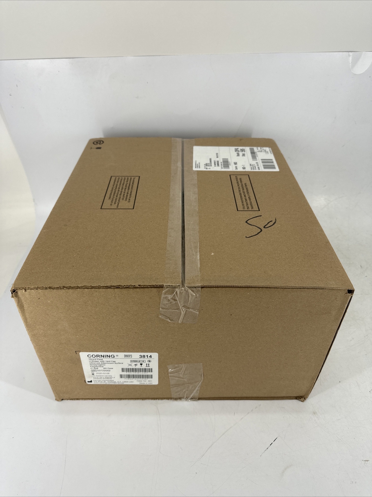 CASE OF 24 Corning 3814 Flask 75cm2 U-Shape with Vent Cap Sterile NEW SEALED