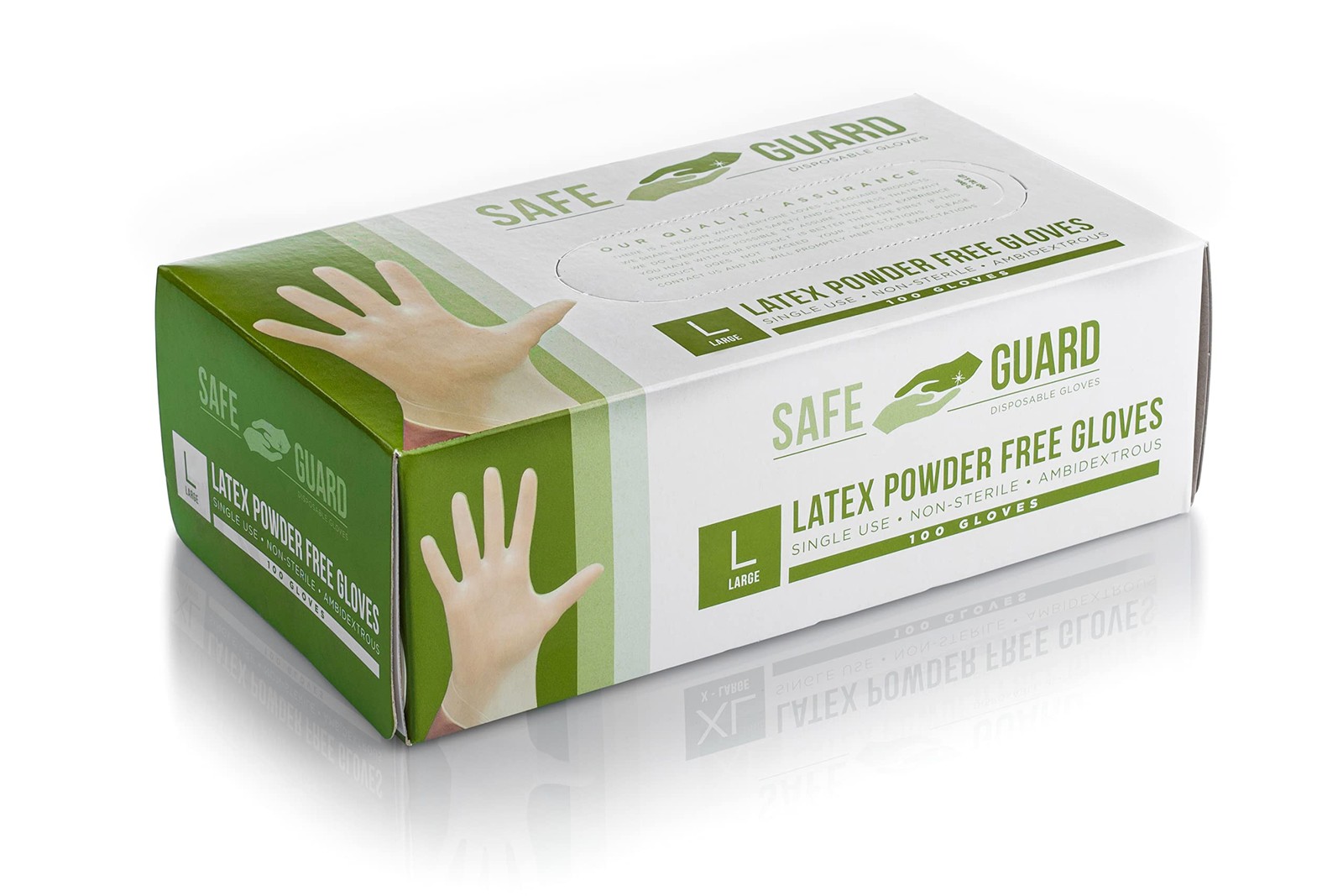 SAFEGUARD Latex Powder Free Gloves, Large, 100 Count Large (100 Count), White