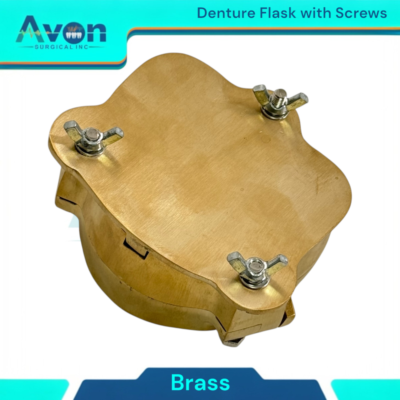 Denture Flask with Screws – Brass – Upper or Lower – Dental Ejector (1 Flask)