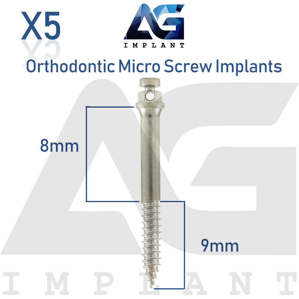 5 Dental Zygoma Orthodontic Micro Screw Titanium Sterile 8mmx9mm