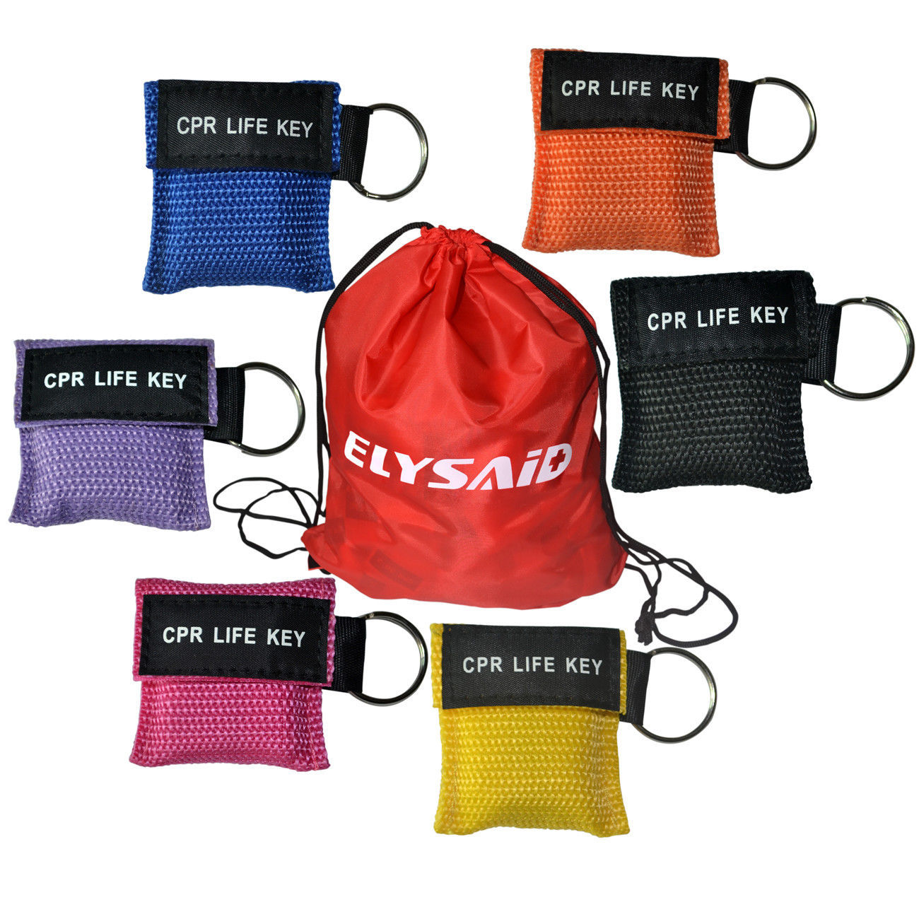 200pcs CPR Transparent Mask Random Colors Nylon Keychain CPR Mask CPR Kits