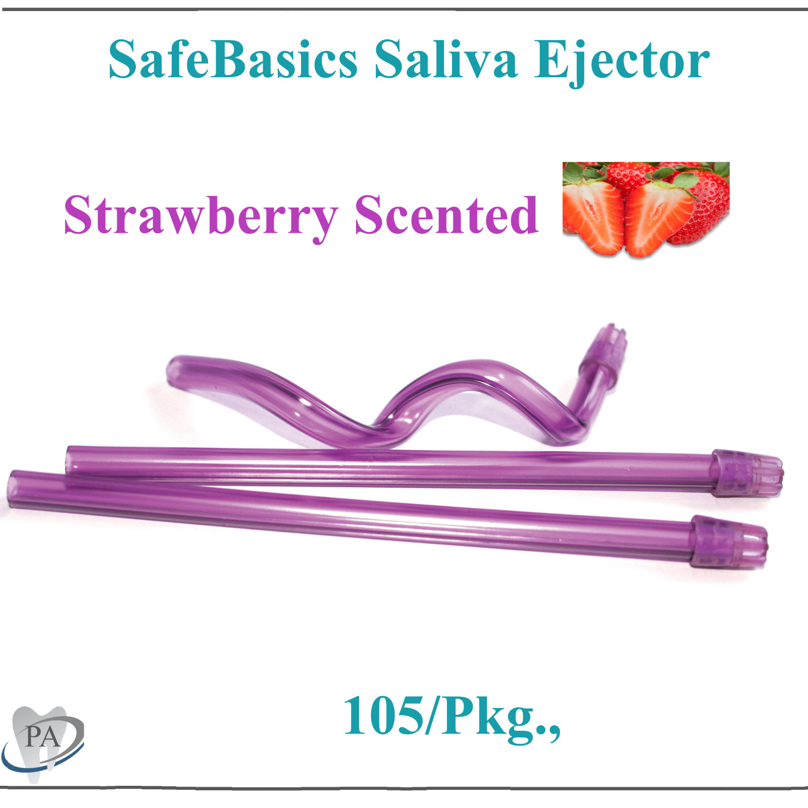 Dental SafeBasics Saliva Ejectors Pink Tip, Strawberry Scented, 105/Bg, MEDICOM