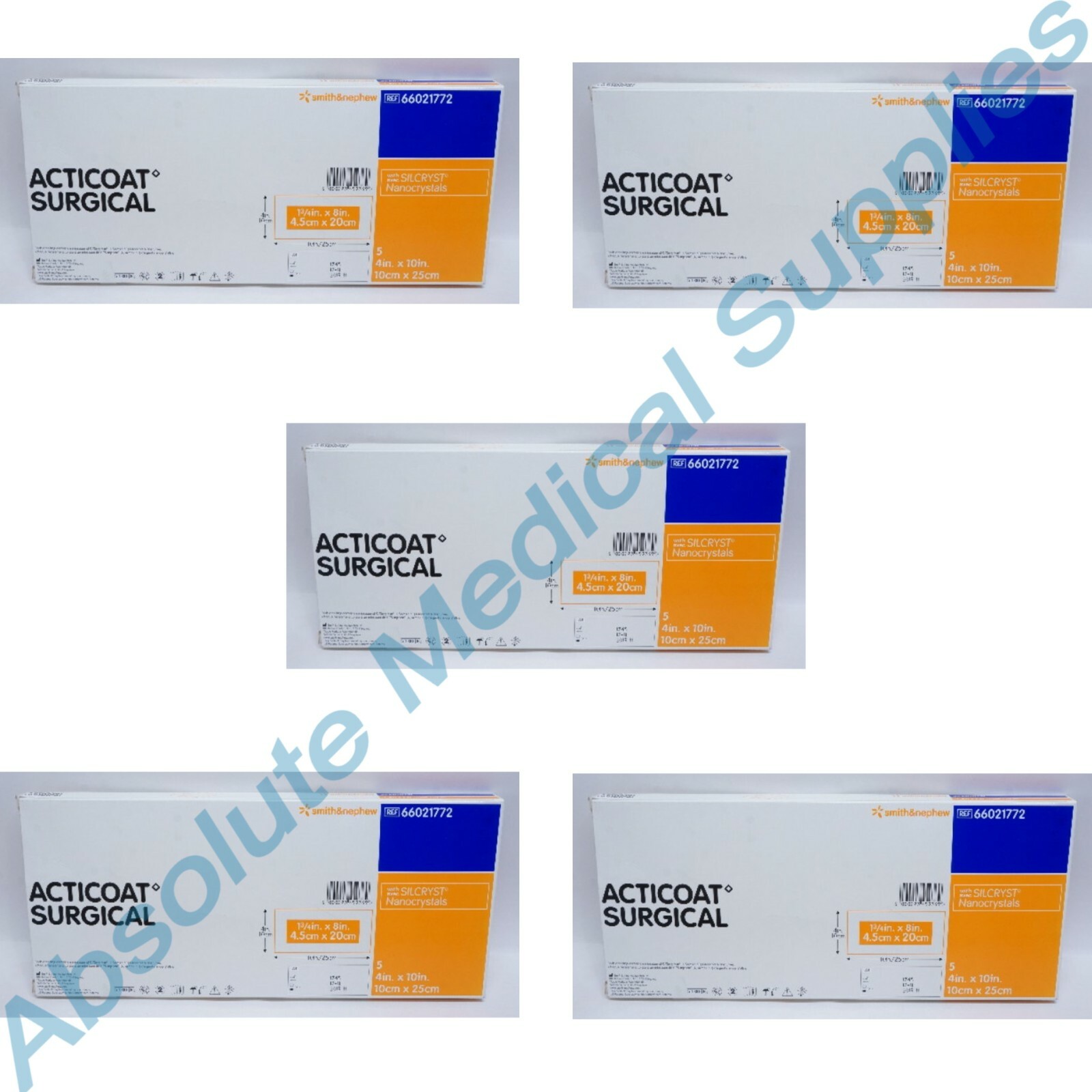 *25-Pack* Smith & Nephew Acticoat Surgical Silcryst Dressing 4″x10″ 66021772