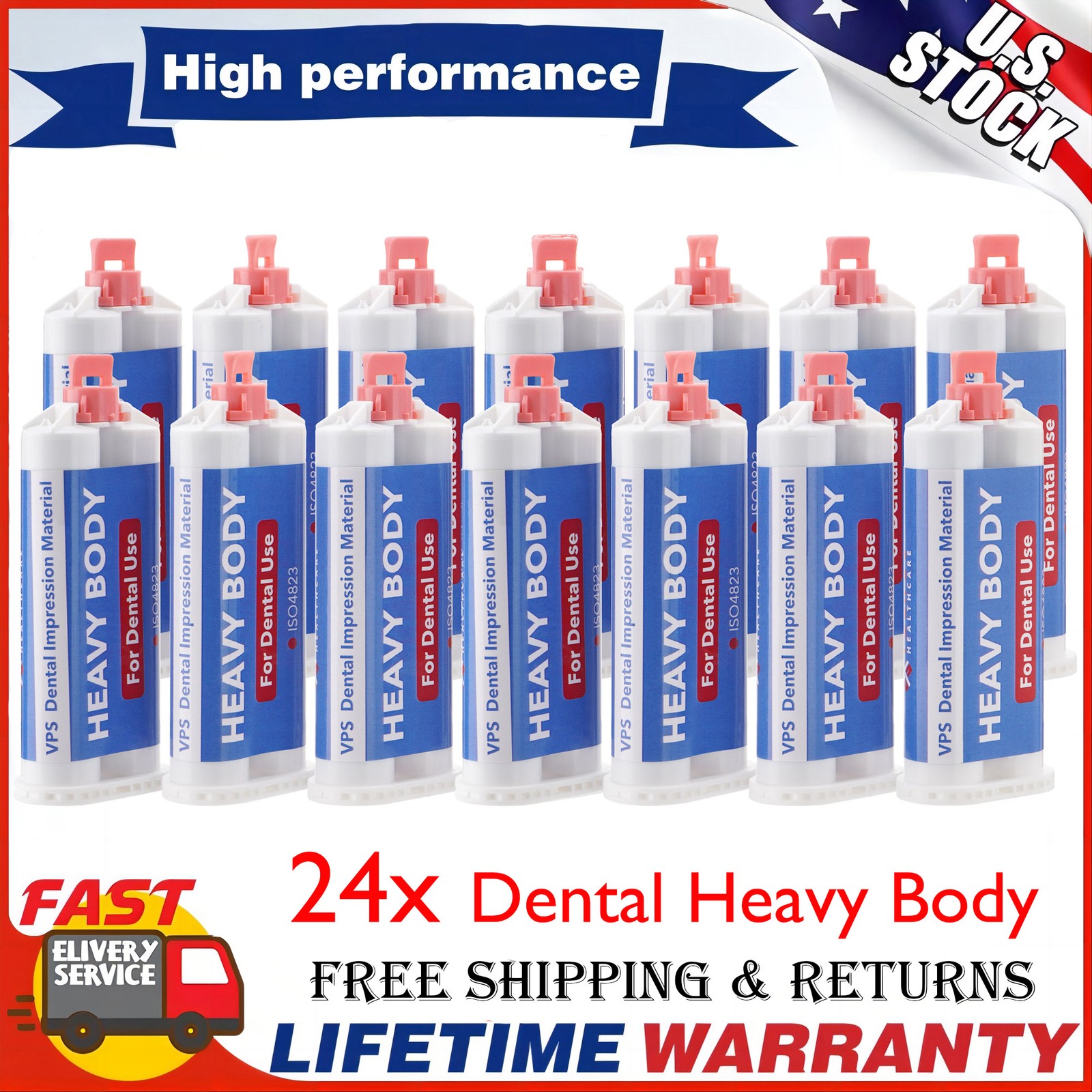 24Pcs Dental Heavy Body Fast Set Dental Impression Material 50mL Cartridge USA