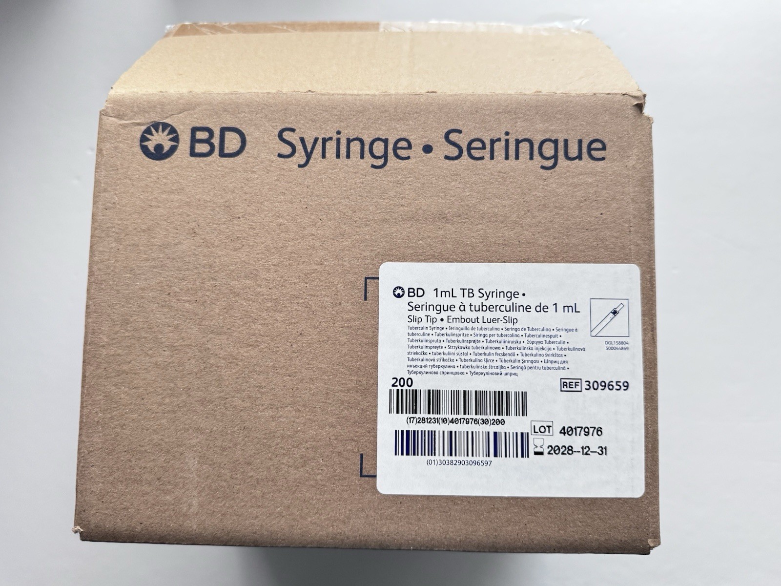 Slip Tip Syringe 1 mL Capacity – Box of 200 individual syringes (200)