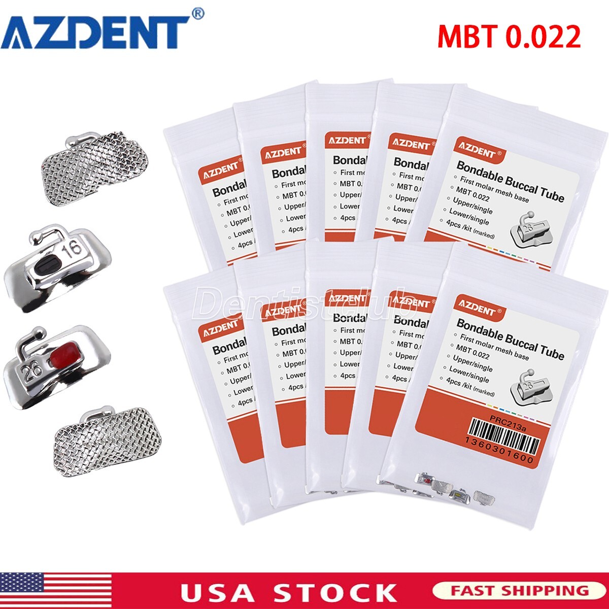 10X AZDENT Dental Orthodontic 1st Molar Buccal Tubes Non-Convertible Bondable