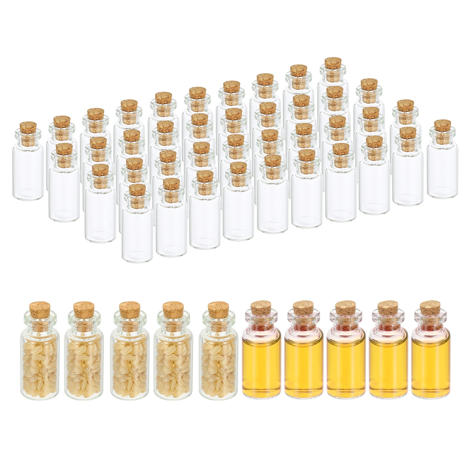 4ml Tiny Glass Bottles Vials 50Pack Mini Clear Bottles Glass with Cork Stoppers