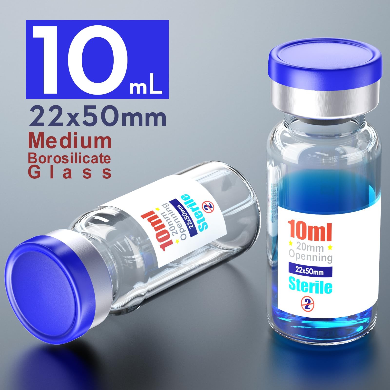 Sterile Empty Vials with Self Healing Injection Port,with Flip Off Aluminum C…
