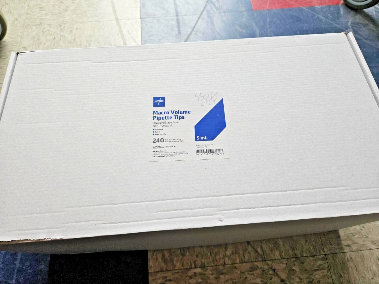 Unopened Medline 5mL Macro Volume Pipette Tips, 24 Tips/Rack, 10 Racks/Box
