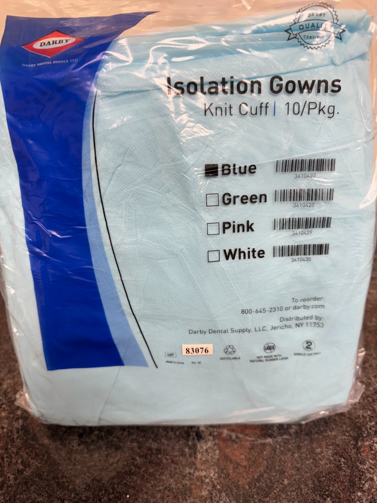 Isolation Gowns – Blue Knitt Cuff – One Size – Lot of 20