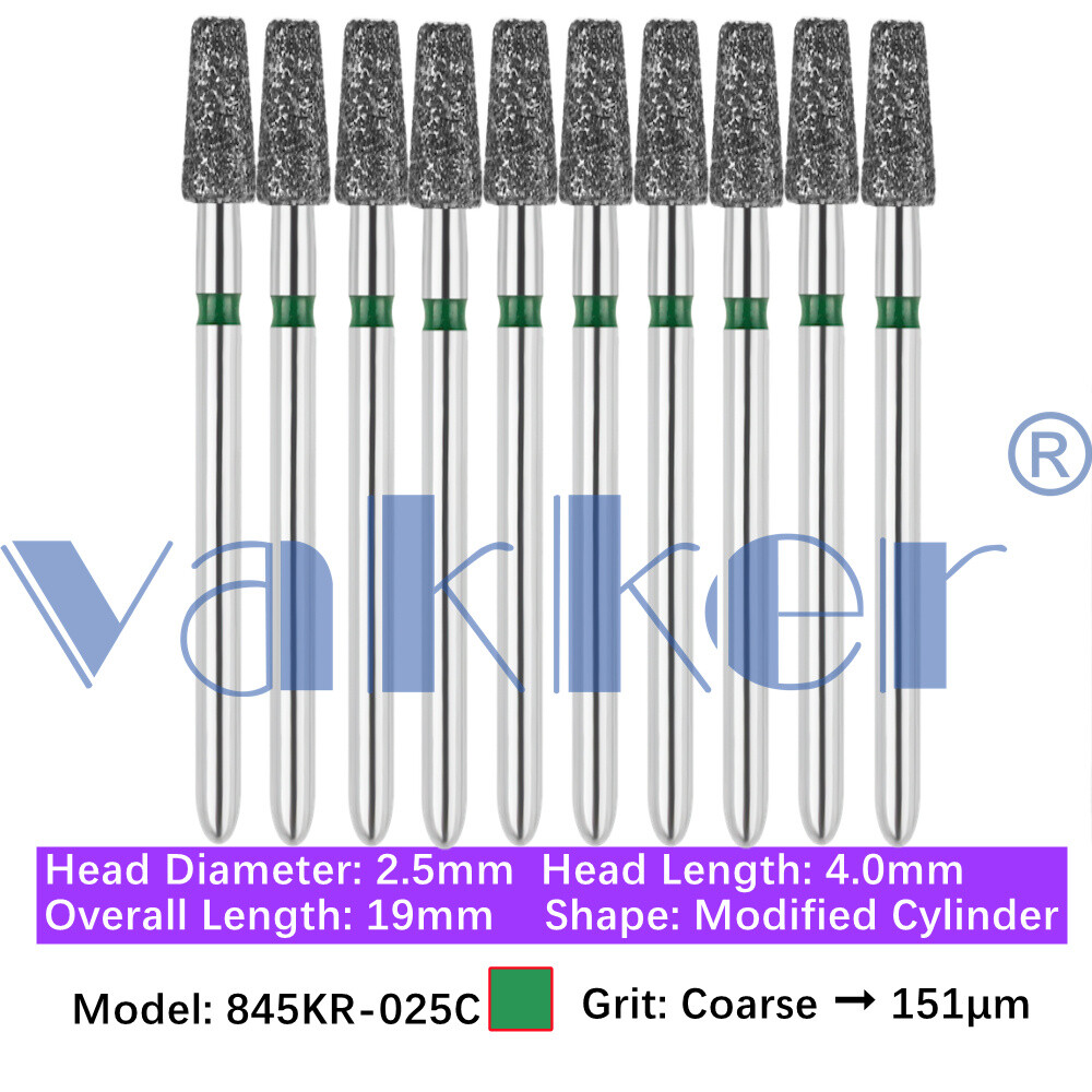 10pc Diamond Bur Shape Modified Flat End Taper Handpiece Bur Fine Medium Coarse
