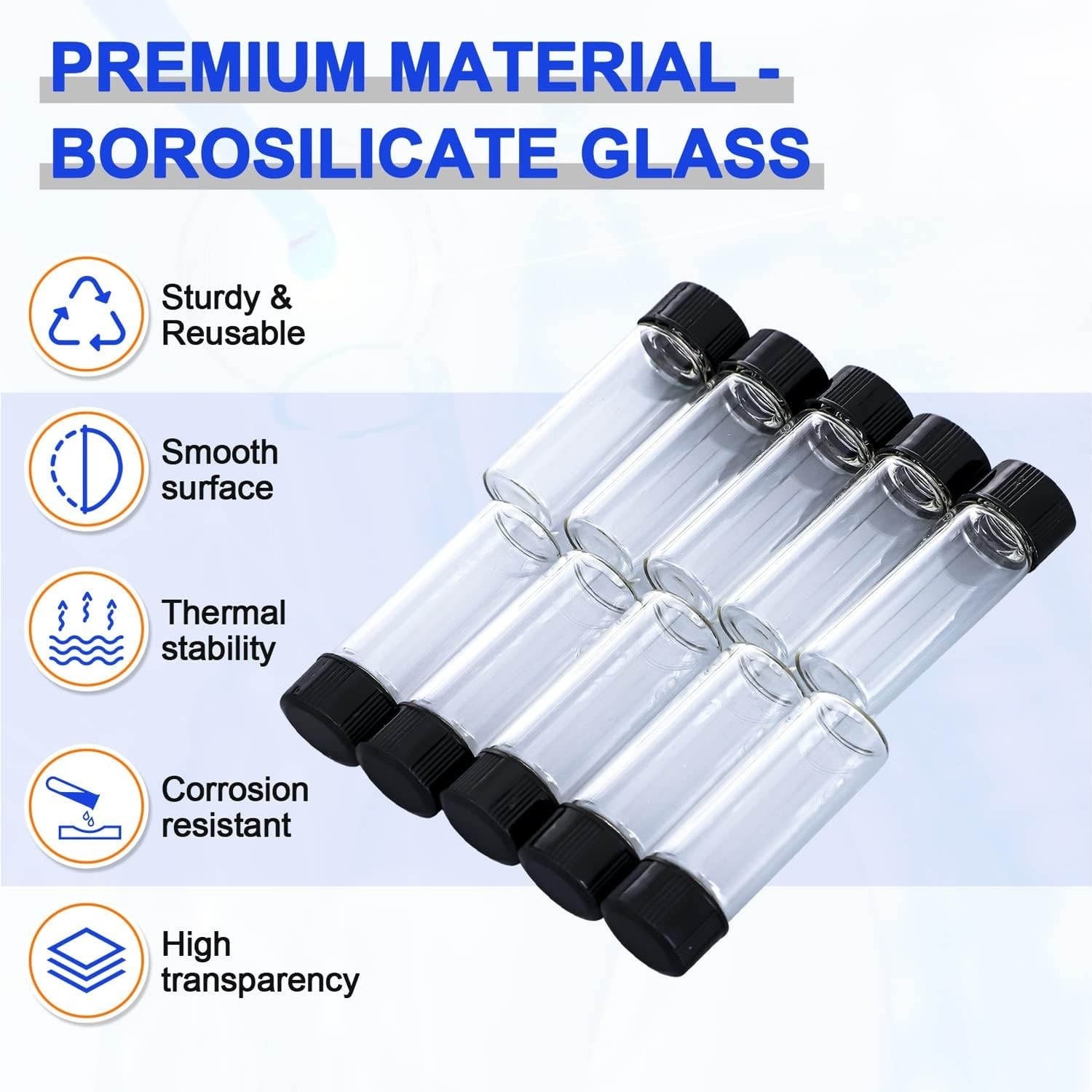 100pcs 4/10ml Glass Vials Clear Sample Vials Lab vials Small Vial with Screw Cap