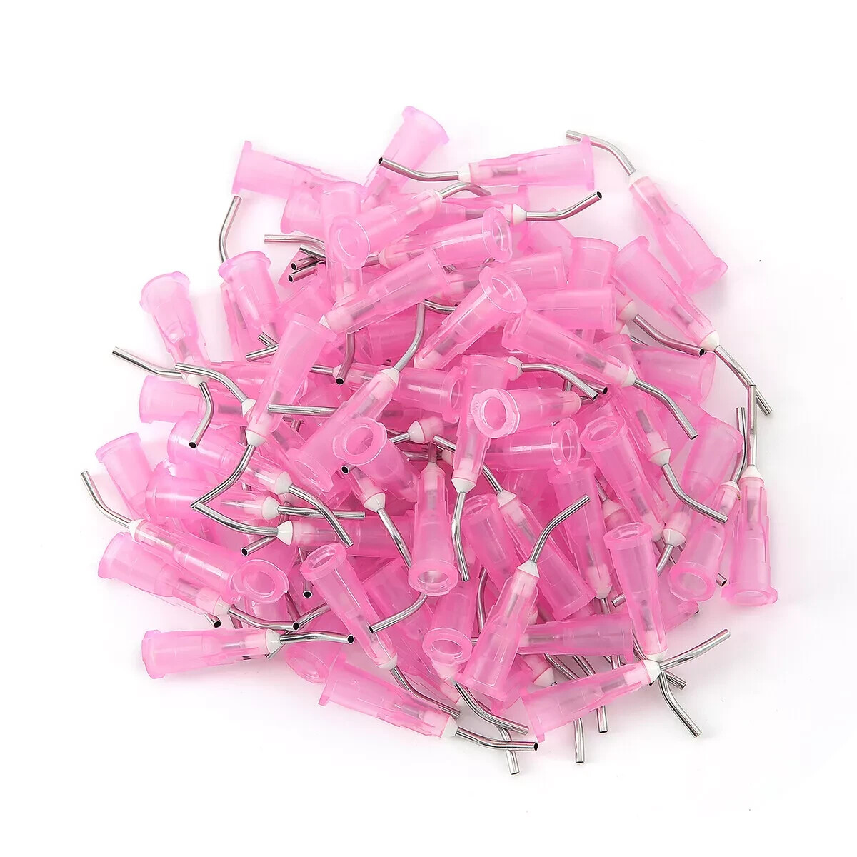 100 Pcs Dental 18-25G Irrigation Pre Bent Needle Tips For Etch Acid Resin Syring