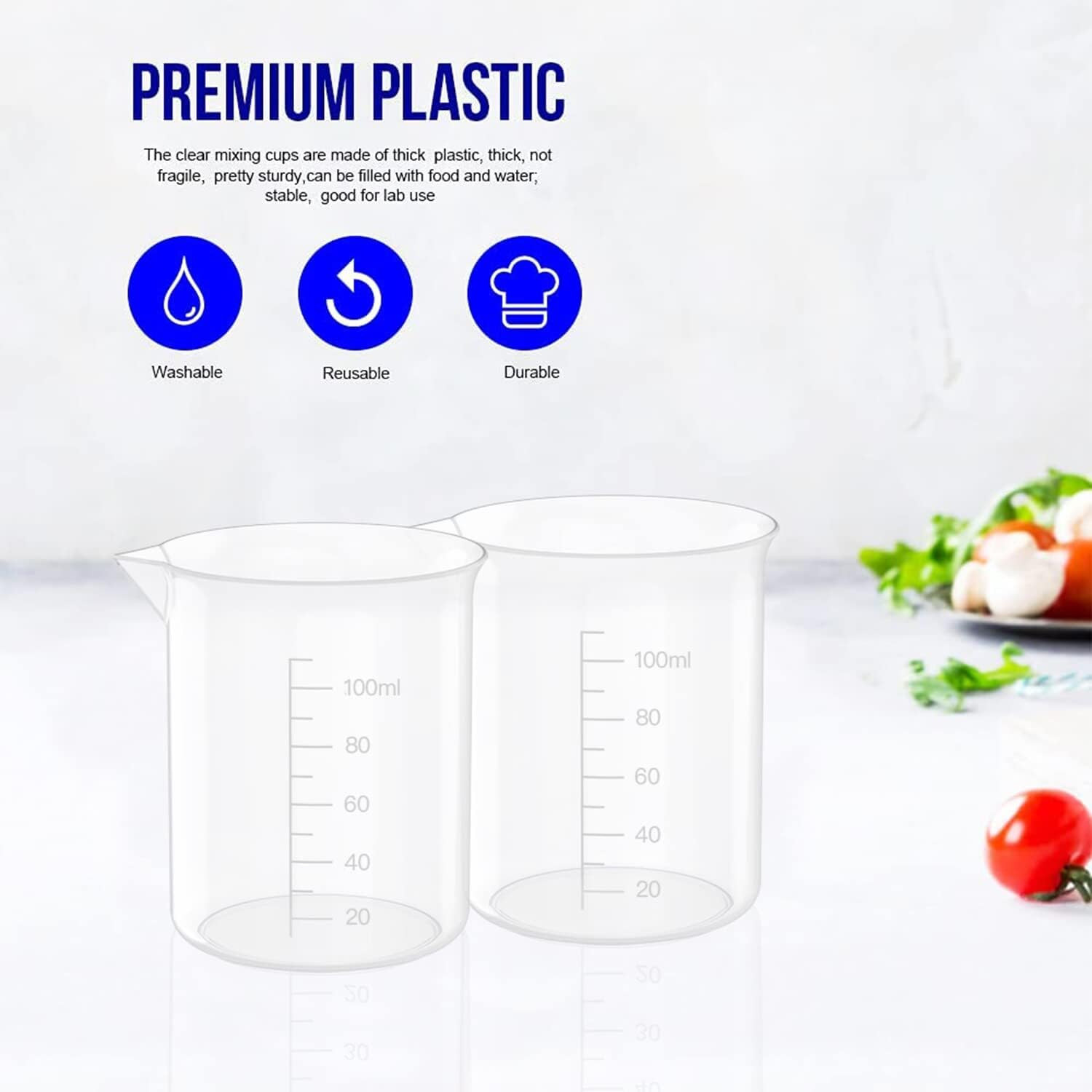 10 Oz Transparent Lab Measuring Cup, 300ml Plastic Beaker Cups, for Science Expe