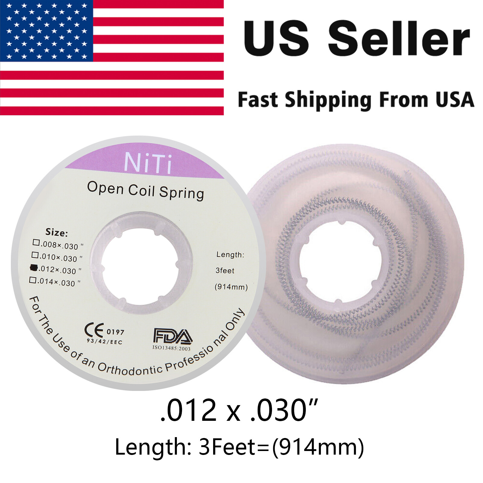 1 Roll Dental Orthodontic Niti Open Coil Spring Spool Dia.012 *030 » inch 914mm