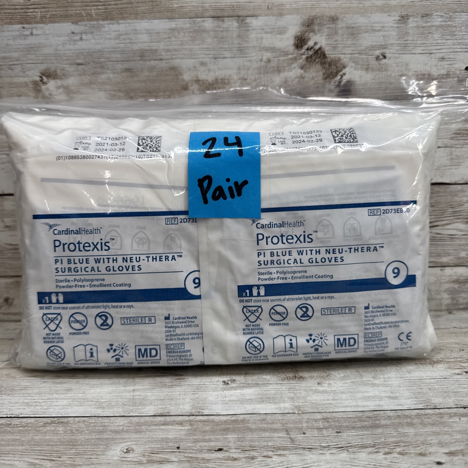 Protexis PI Blue w/Neu-Thera Surgical Gloves Sterile *24 Pair* Size 9 *See Date*