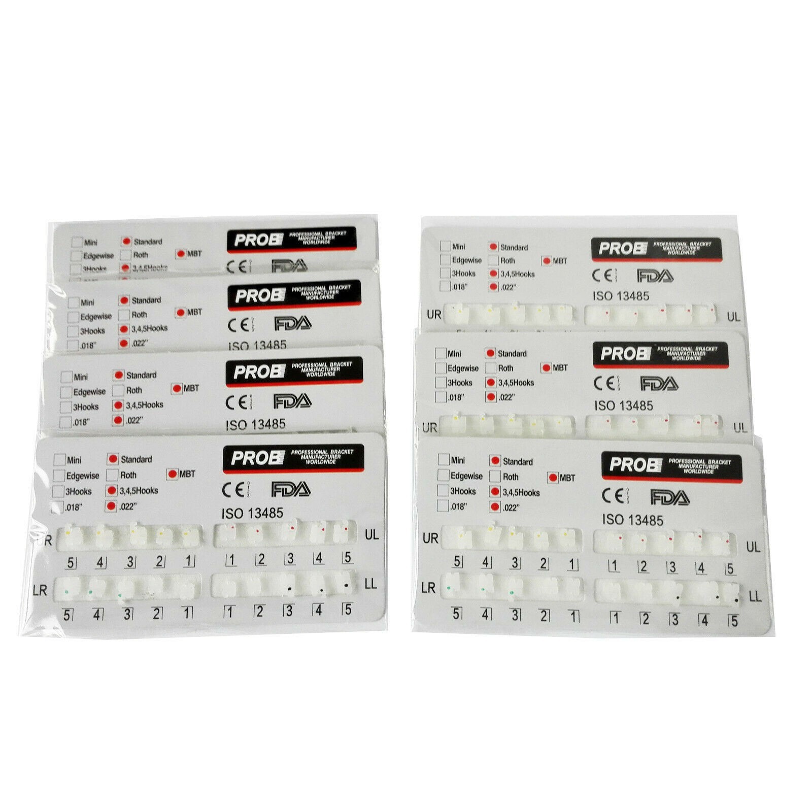 PROB Orthodontic Dental Bracket Ceramic Braces Standard/Mini Roth/MBT 022 3/345H