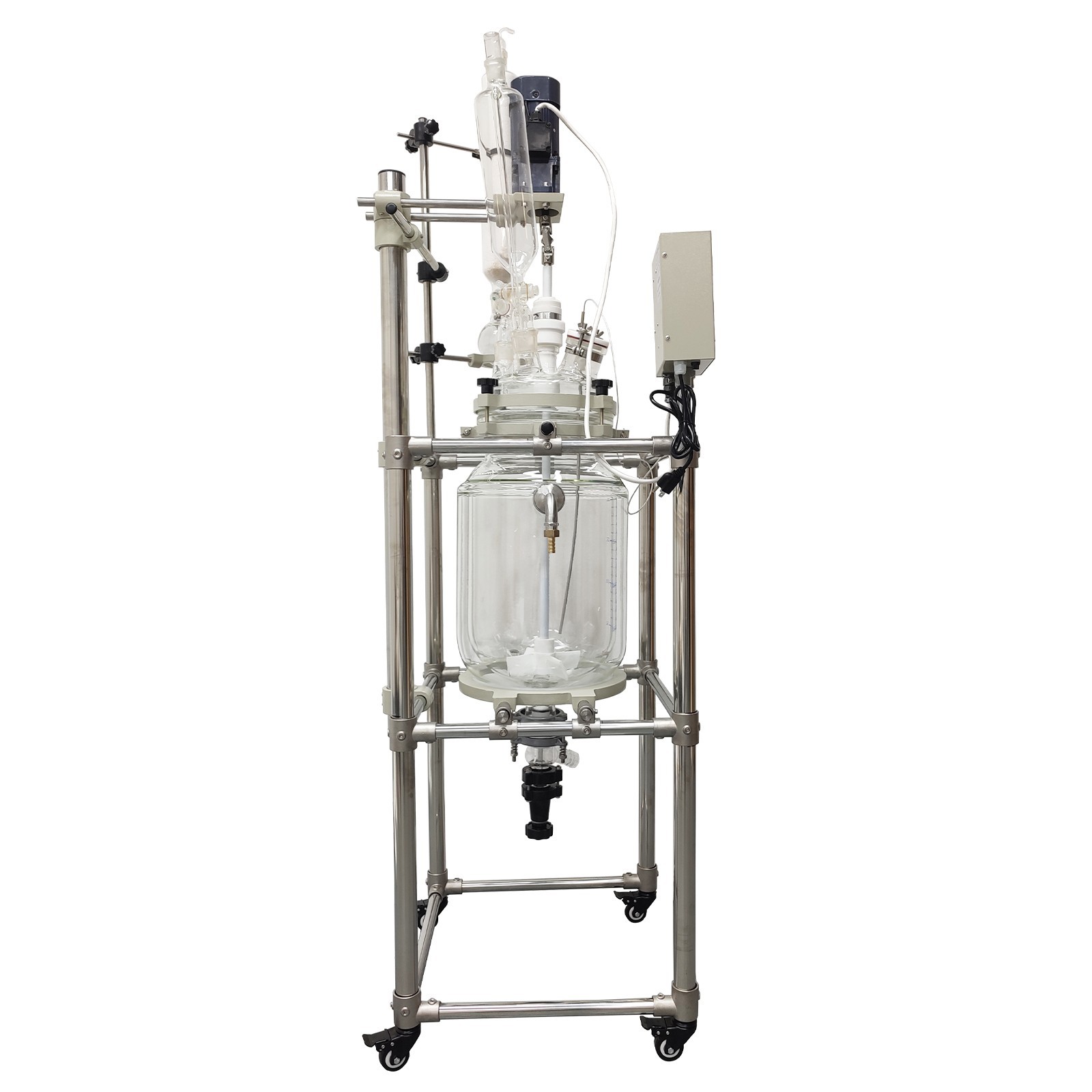 110V Jacketed Glass Reaction Vessel Professional Lab 20L Jacketed Glass Reactor