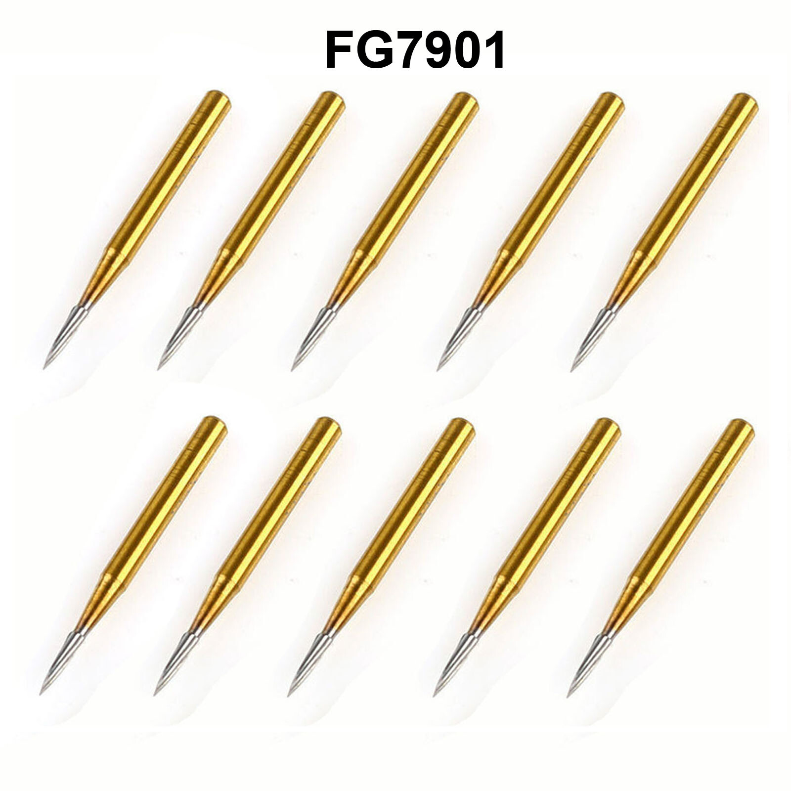 10 Pcs Dental Trimming&Finishing Gold Burs Carbide Burs 7901/7803/7104/7404/1958