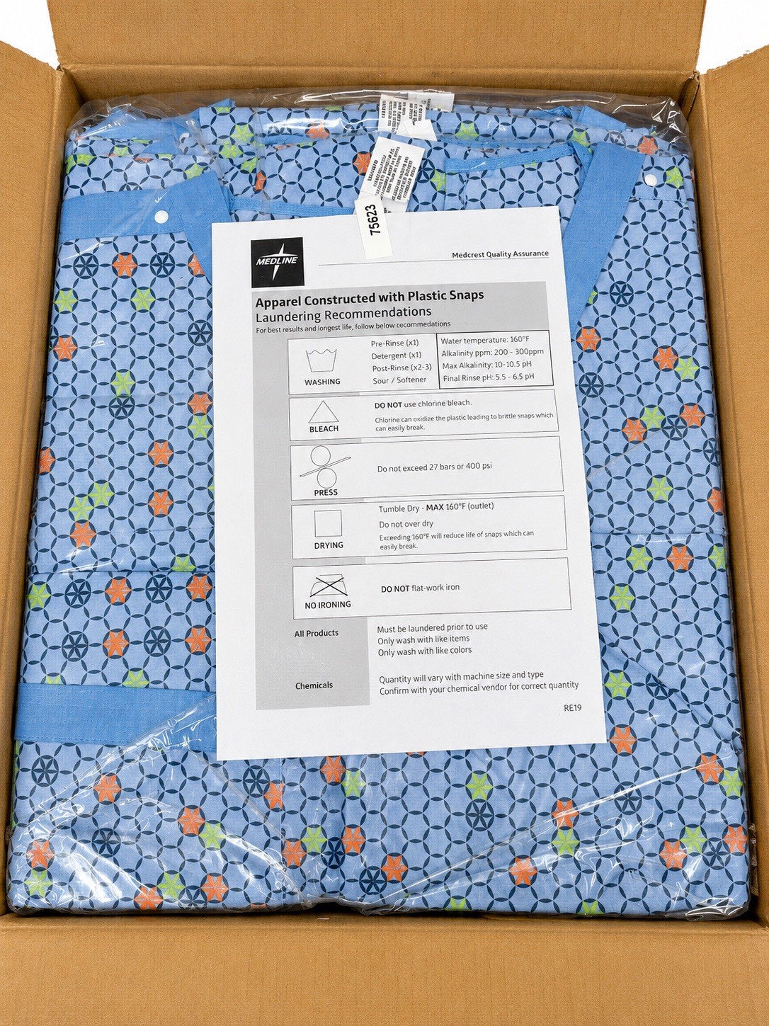 Medline MDT0G7ITSHCB IV Patient Gown PerforMAX Snap Front Case Of 12