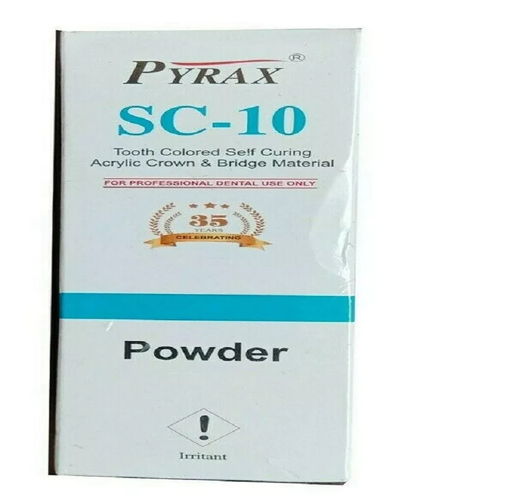 Pyrax SC 10 Tooth Color Self Cure Acrylic Crown And Bridge Material Powder 55gm