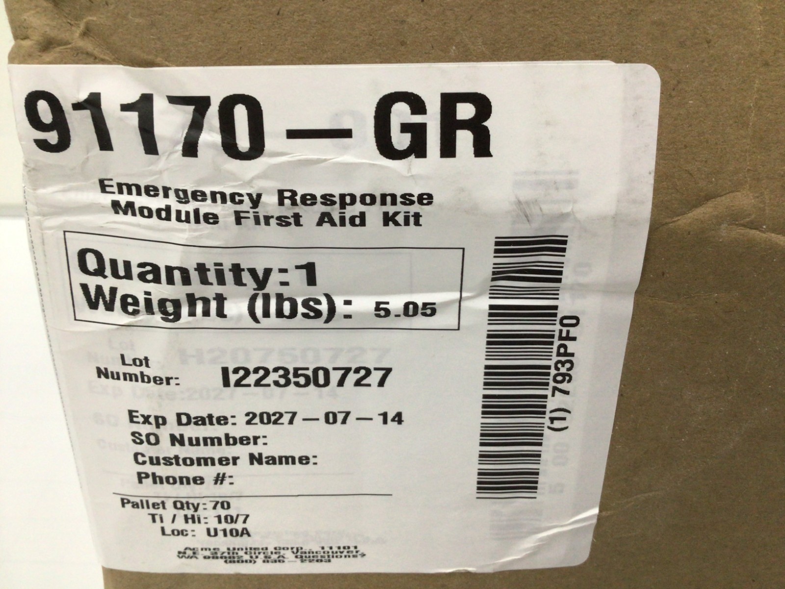 FIRST AID ONLY 91170 Emergency Response Module First Aid Kit 793PF0 exp: 2027