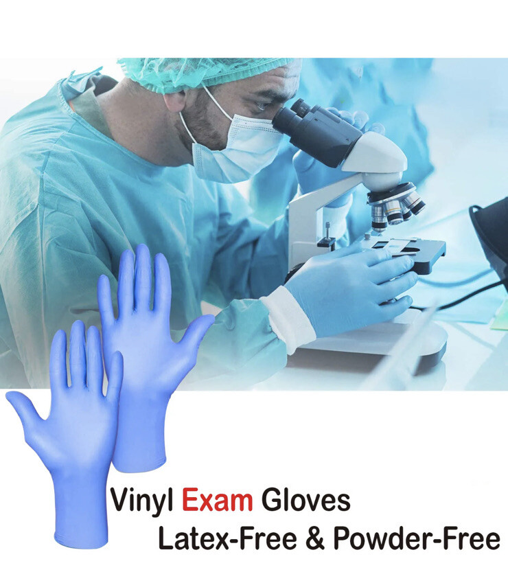 Basic 10-2000PCS Blue Synmax Vinyl Exam Gloves Latex-Free S-SIZE- 4 BOXES (400)