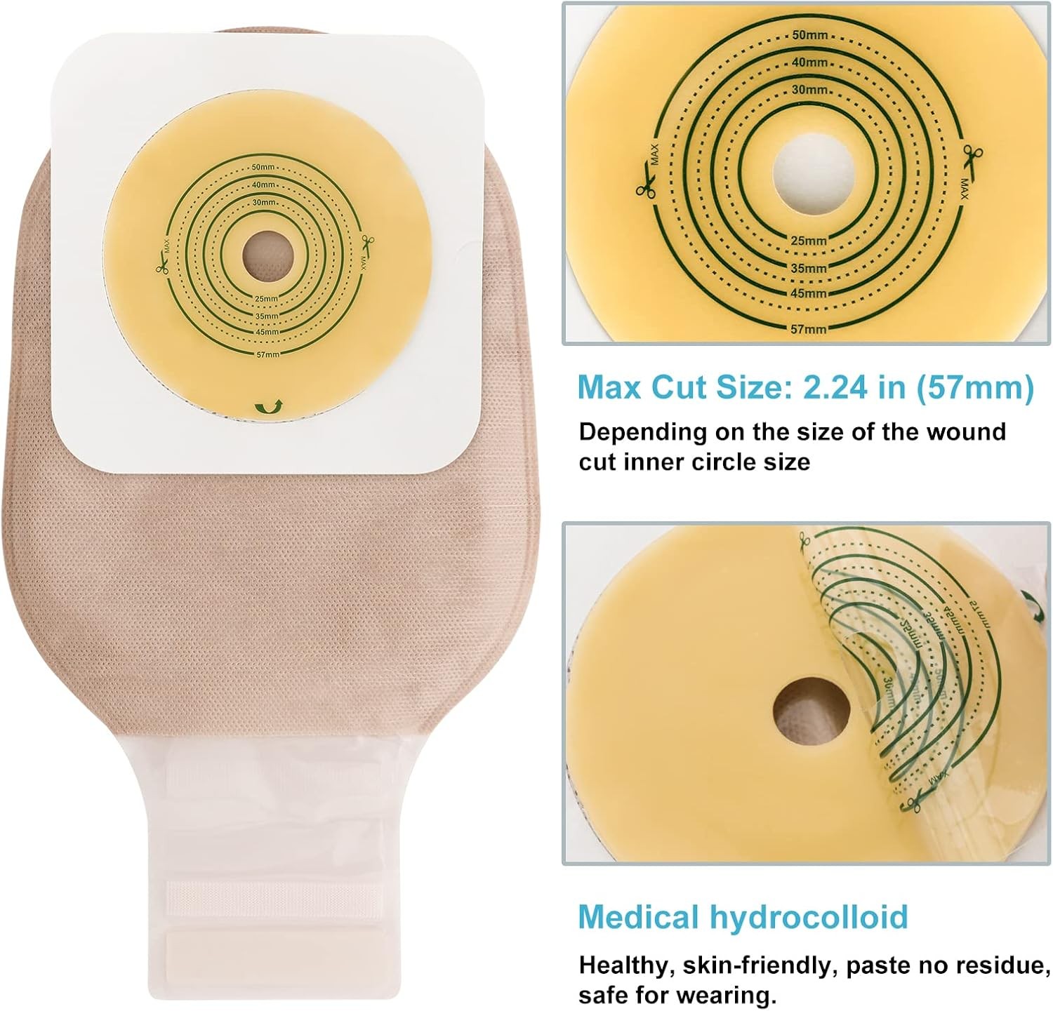 VLOOKUP 35 PCS Colostomy Bags,Ostomy Supplies,Two-Piece Drainable Pouches wit…