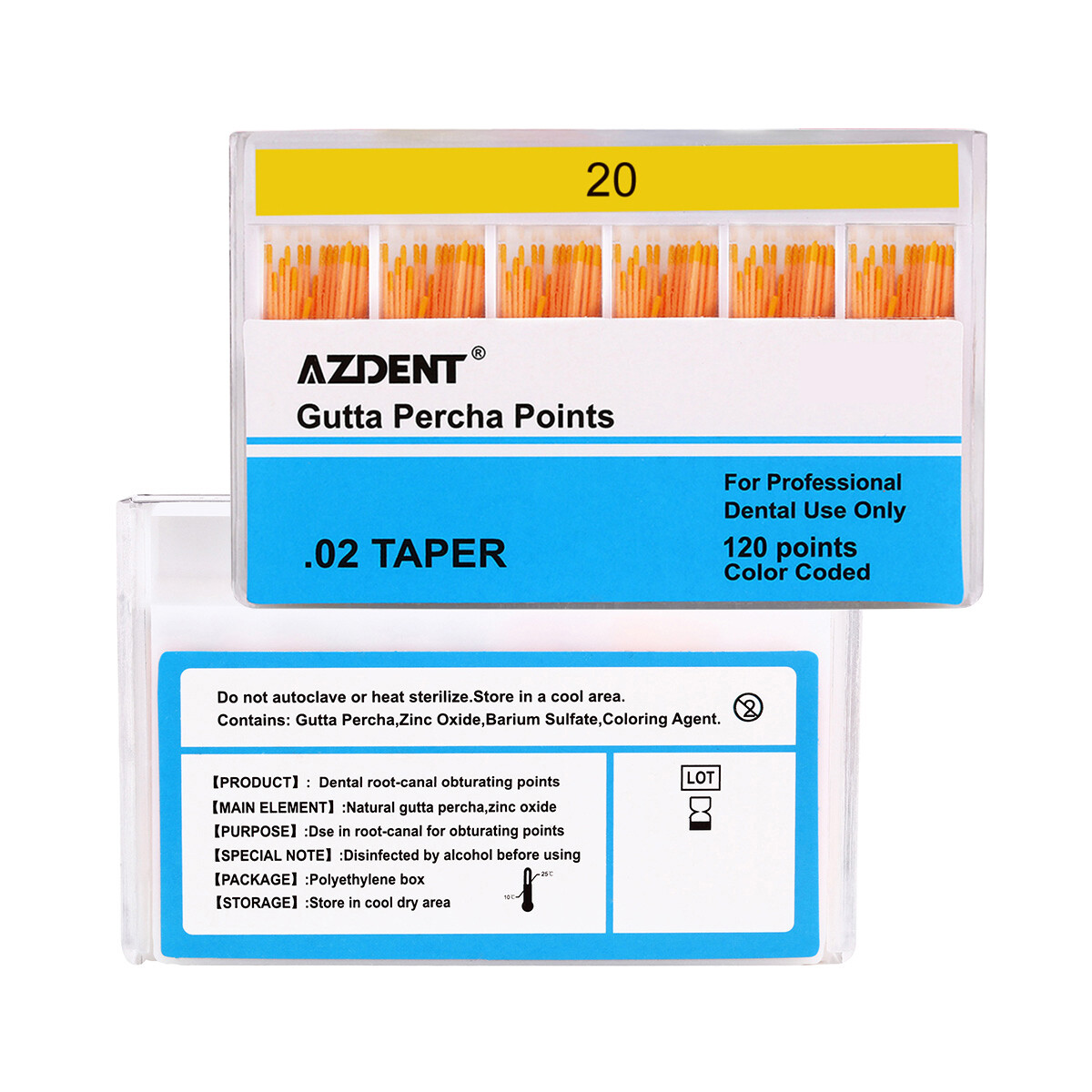 AZDENT Dental Endodontics Gutta Percha Points GP 0.02/0.04/0.06 15-40#