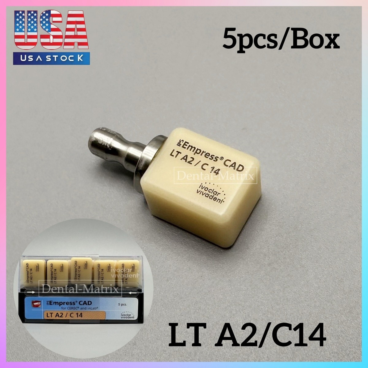 IPS Empress CAD Restorative Block Dental Lab Ceramic Cube Veneers LT A2 Set of 5