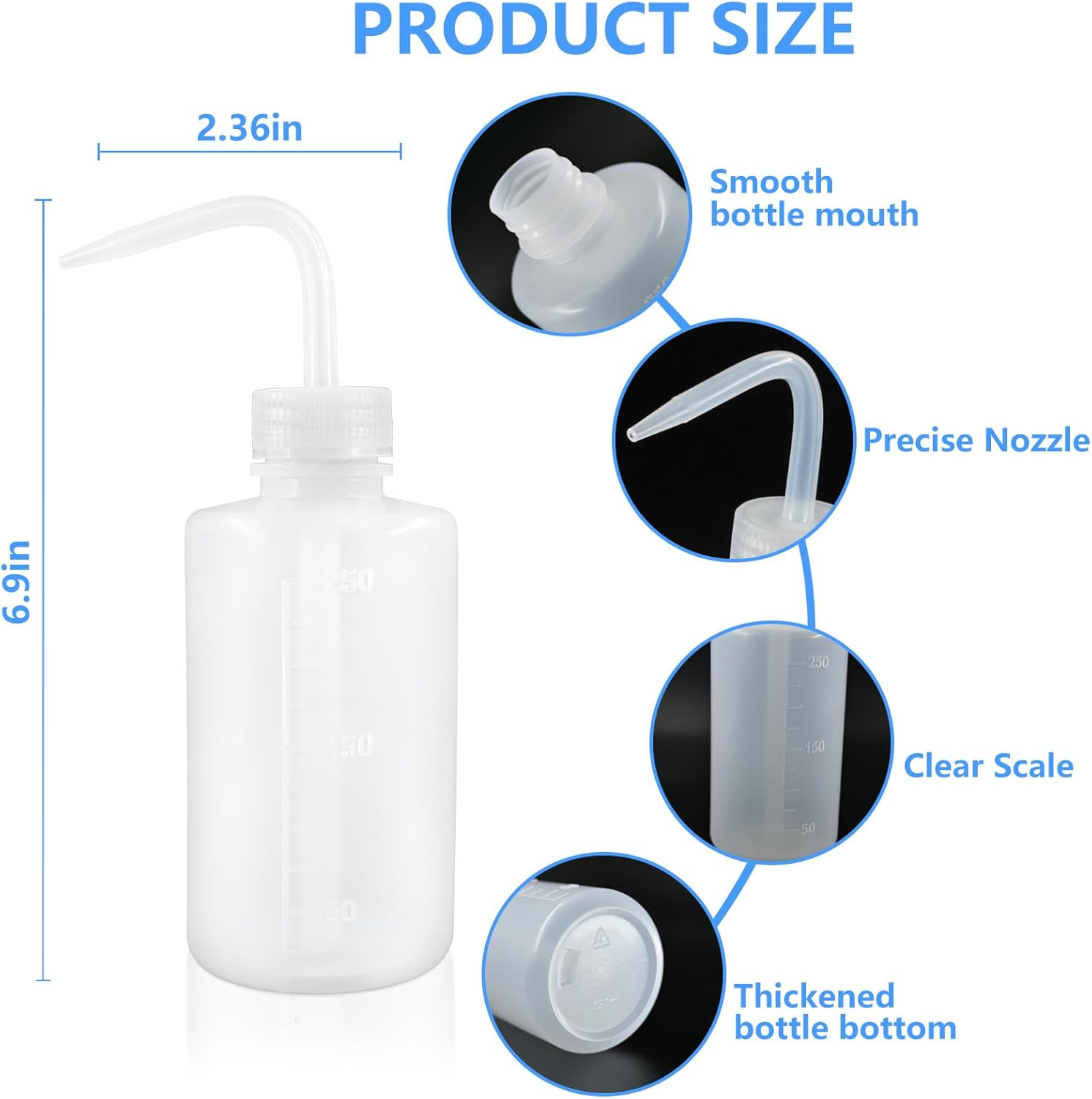 2 Pack 8Oz (250Ml) Wash Bottles with Narrow Mouth and Labels – Ideal for Medical