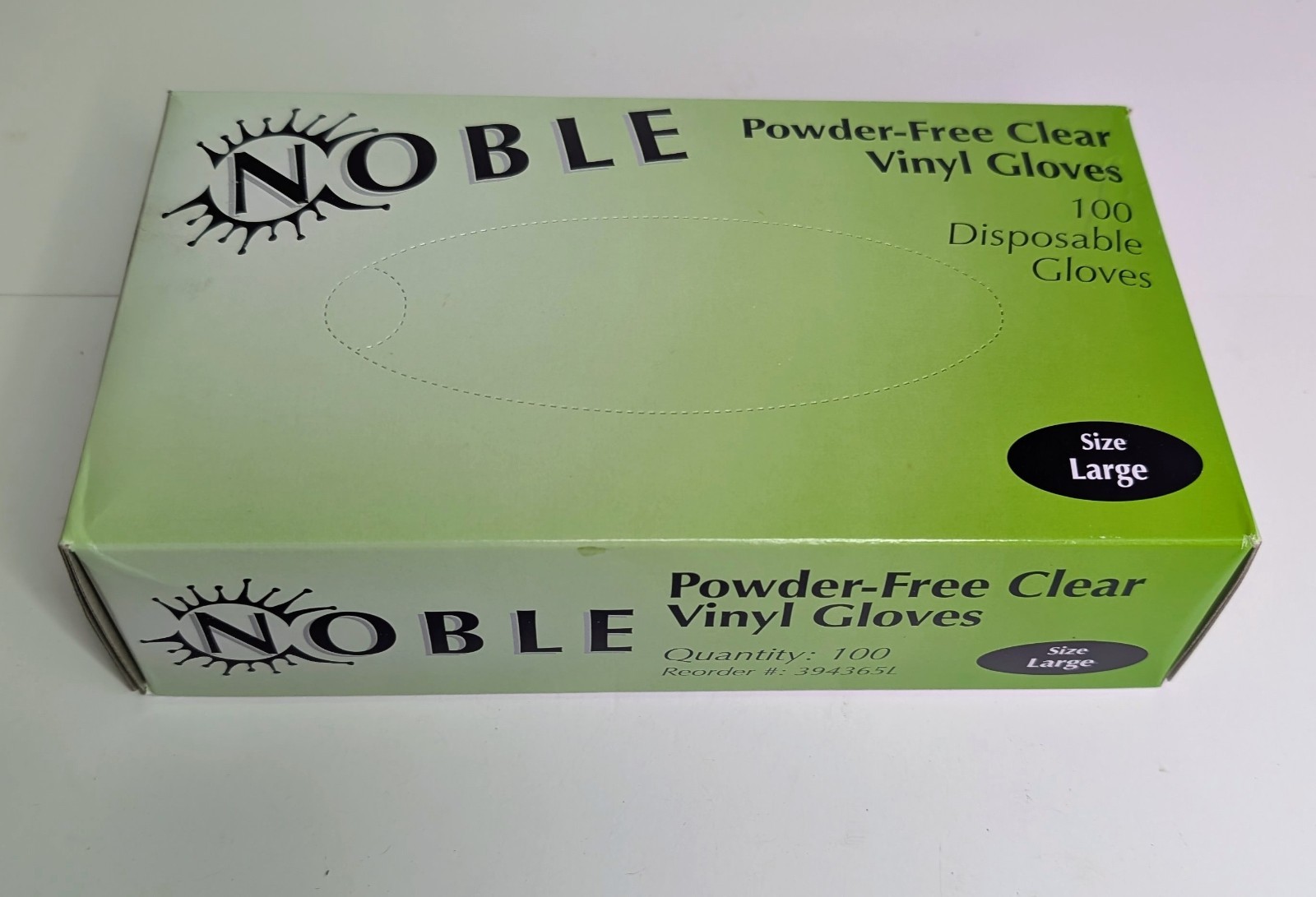Noble Products Powder-Free Disposable Clear Vinyl Gloves – Large – 100/Case
