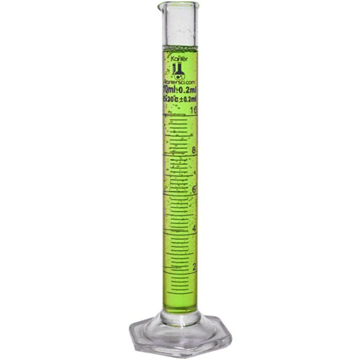 10ml Graduated Cylinder, Borosilicate 3.3 Glass (Case of 24)
