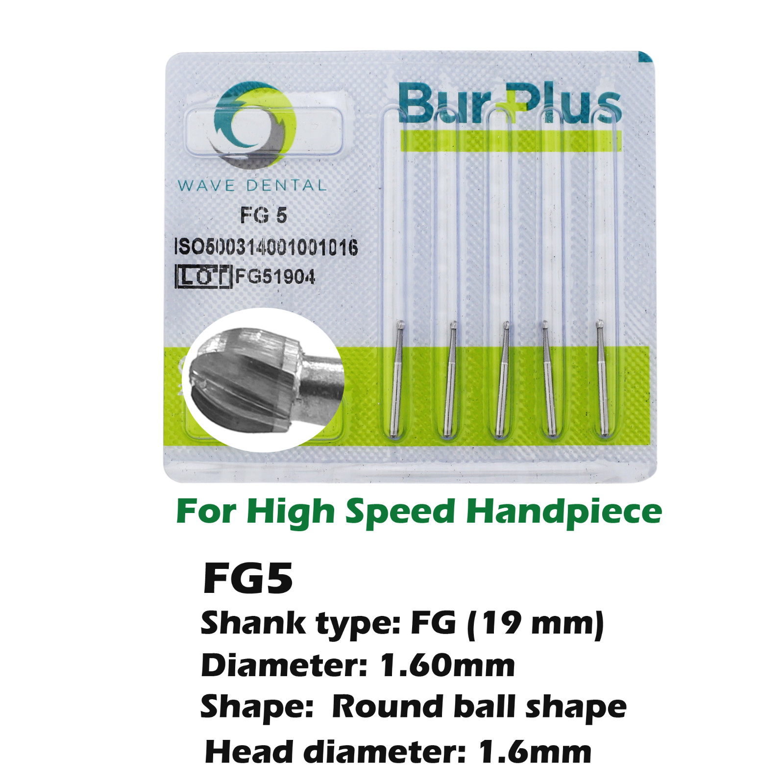 Wave Dental Carbide Bur Friction Grip High Speed Bur FG330 Round 1/4 2 4 6 8 557