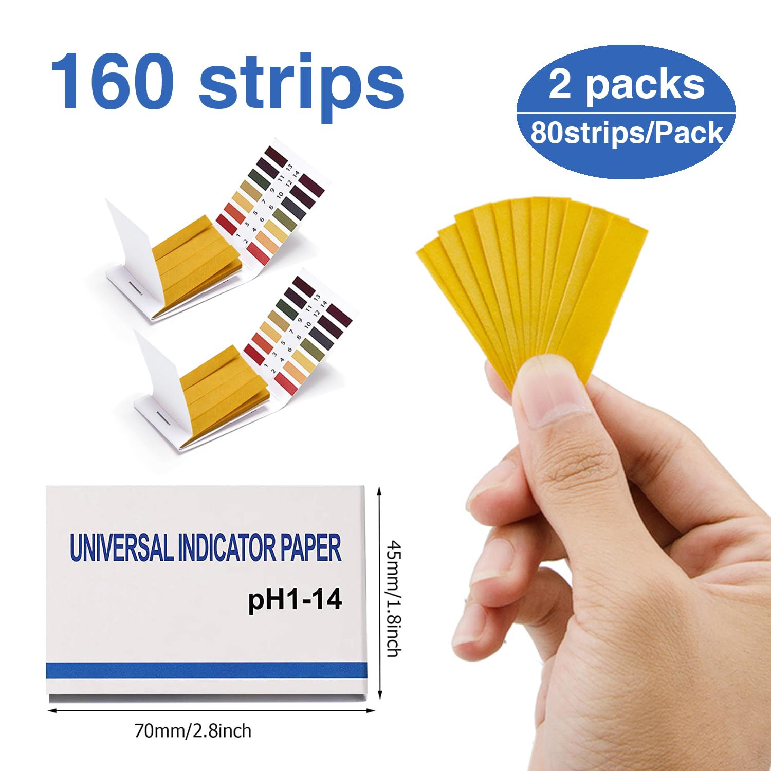2 Pack pH Test Strips, 160 Strips pH.1-14 Universal pH Test Paper Litmus Test Pa