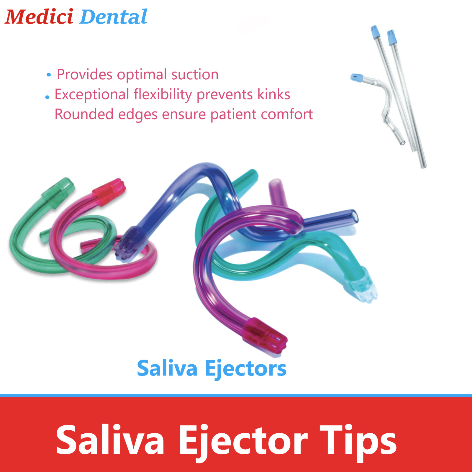 1000 (10 Bag) White Clear Dental Saliva Ejectors Ejector Disposable Suction Tips